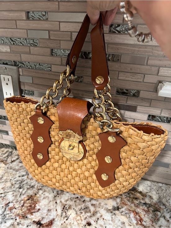 Michael Kors Handbags - Michael Kors Woven Straw Tote with Brown Leather Trim and Gold Hardware/ rare